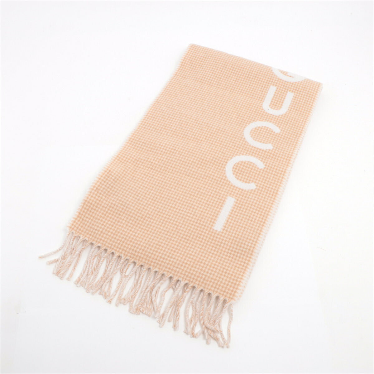 新品同様 グッチ ロゴ カシミヤ マフラー フリンジ ストール ショール 764268 レディース EEE BT30-1