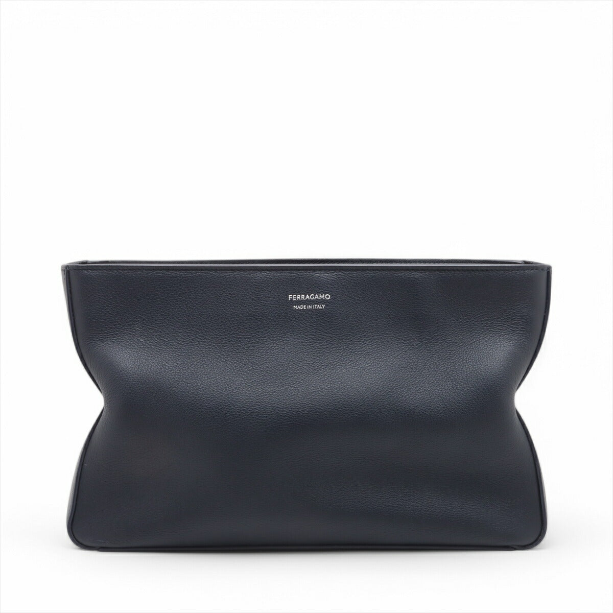 極美品 サルヴァトーレフェラガモ レザー クラッチ バッグ ハンド セカンド ポーチ トート ネイビー 紺 レディース EEE BV20-46