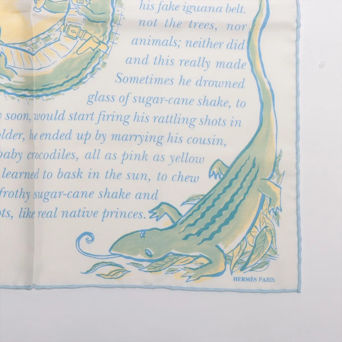 未使用 エルメス カレ CLOVIS LE CROCODILE クロコダイルのクロヴィス スカーフ シルク 100% ストール レディース MMM CH50-21