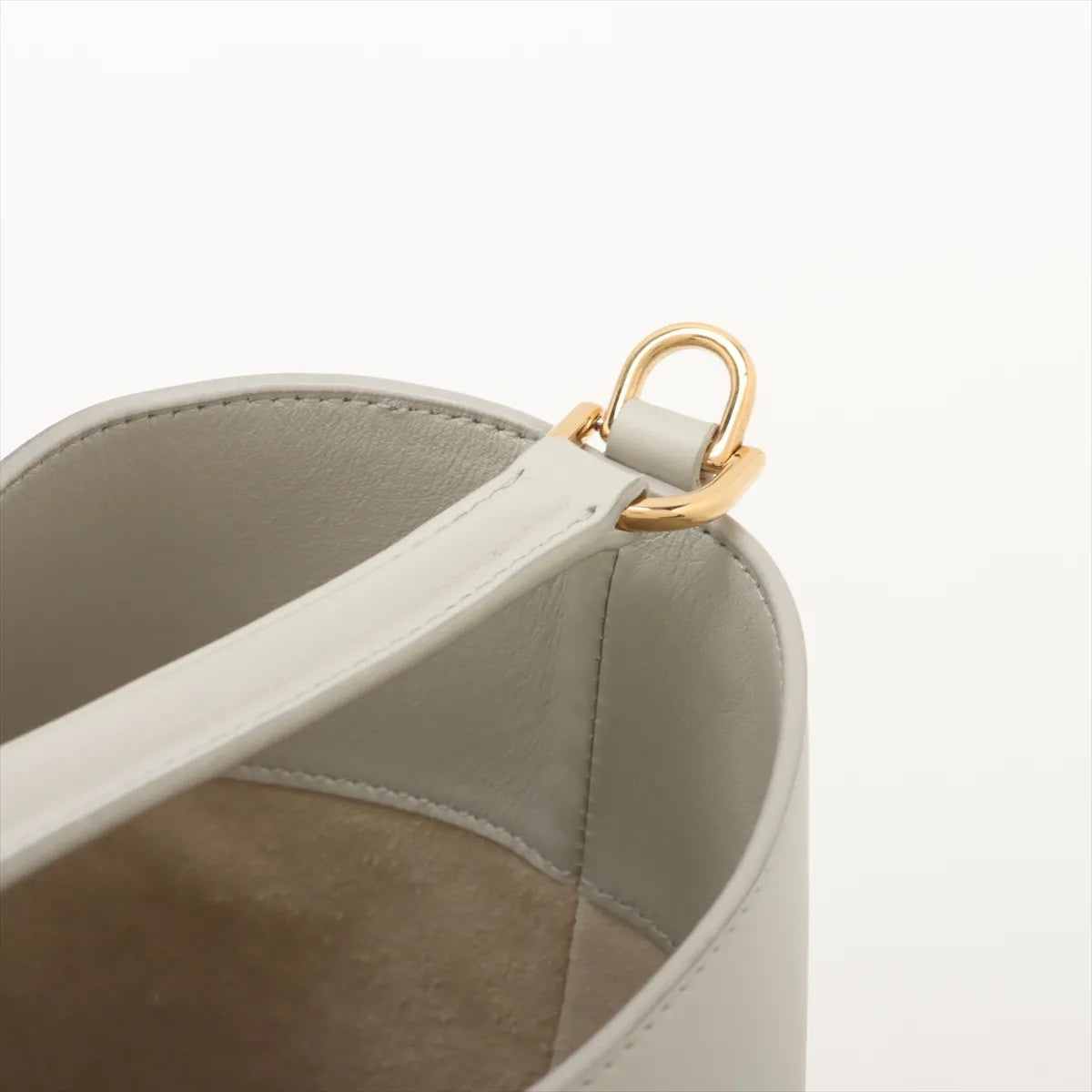 美品 セリーヌ ティーン バケット16 ホワイト レザー 2WAY ショルダーバッグ 斜め掛け ハンド 本革 レディース MMM CN50-12