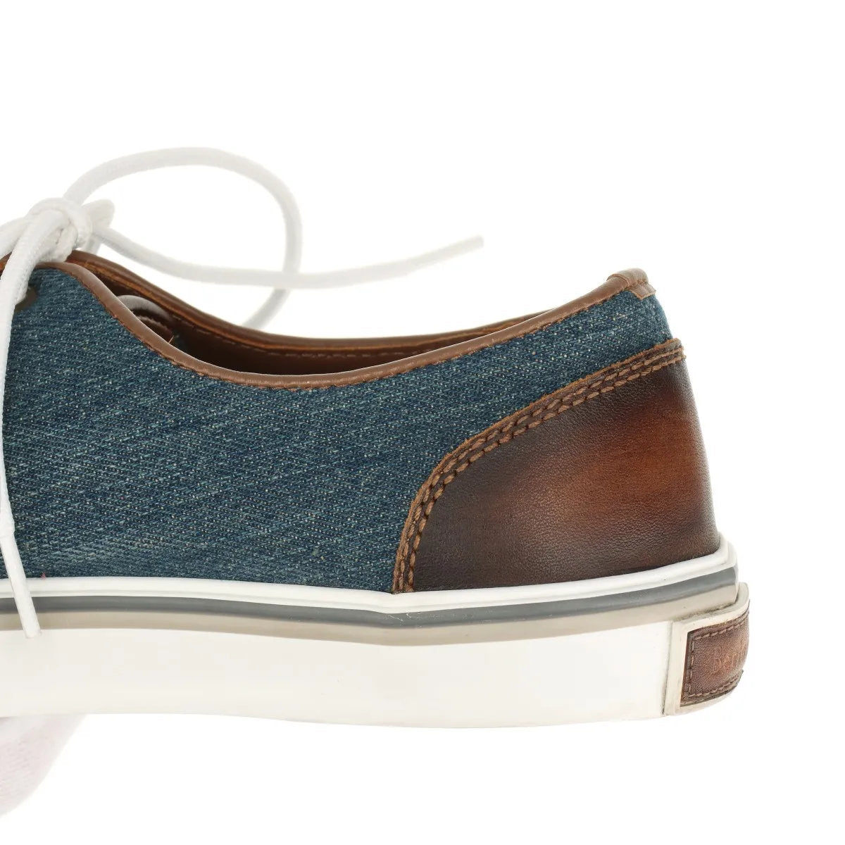 極美品 ベルルッティ デニム 7 ブルー レザー スニーカー ローカット レースアップ 靴 シューズ 紳士 メンズ MMM CO50-8