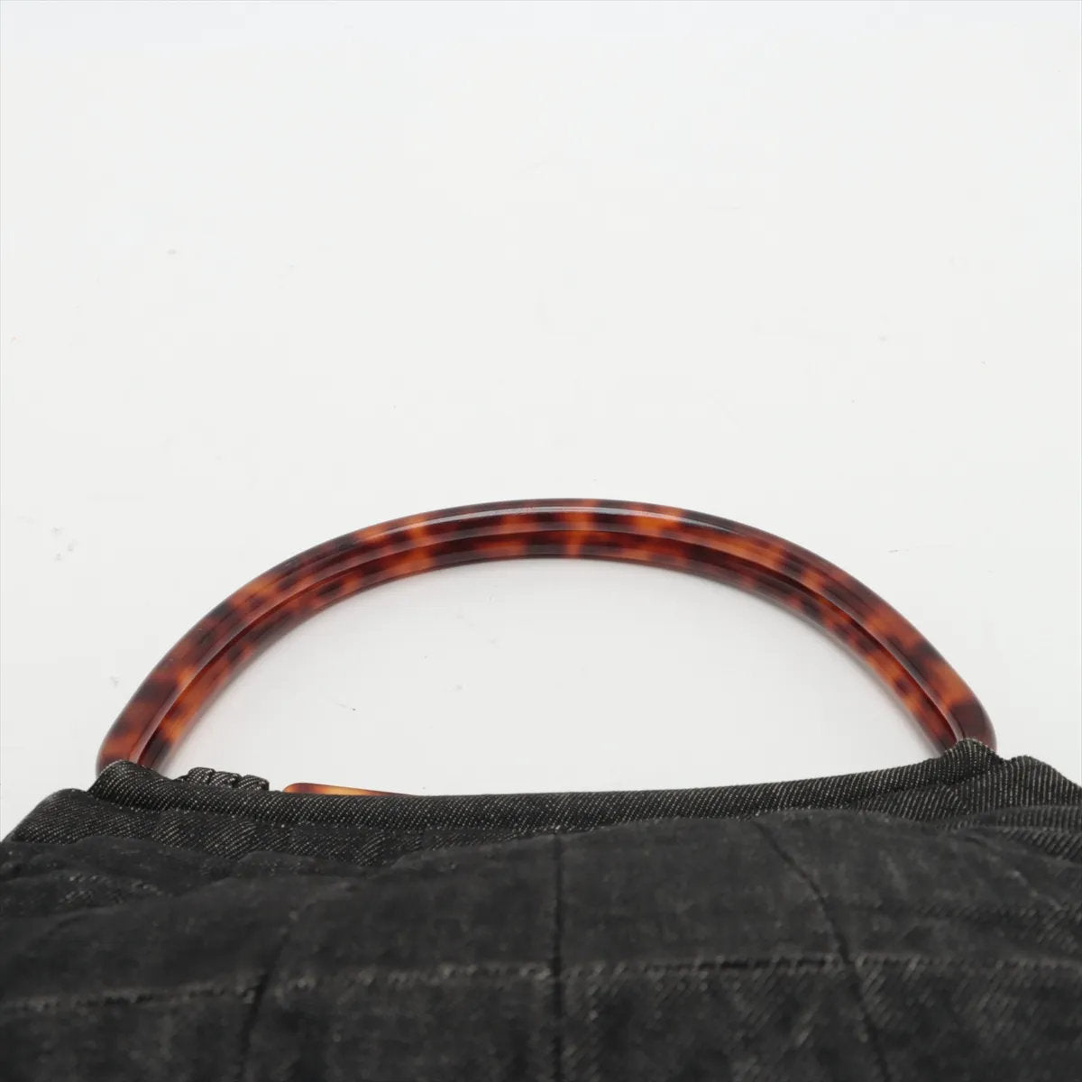 美品 シャネル シリアルシール付 ロゴ デニム プラスチックハンドル ハンドバッグ トート ブラック 黒 レディース MMM CS53-5