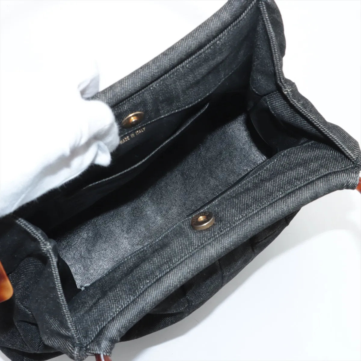 美品 シャネル シリアルシール付 ロゴ デニム プラスチックハンドル ハンドバッグ トート ブラック 黒 レディース MMM CS53-5