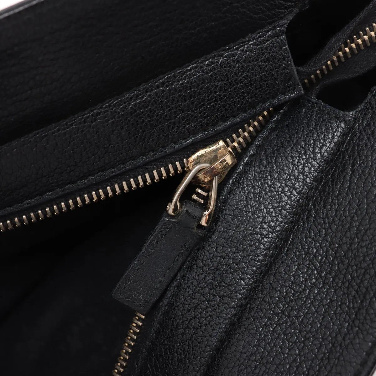 極美品 グッチ インターロッキング G レザー トート バッグ 肩掛け ショルダー ハンド ブラック 黒 131445 レディース EEE CU55-1