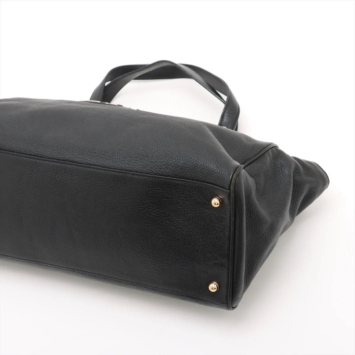 極美品 グッチ インターロッキング G レザー トート バッグ 肩掛け ショルダー ハンド ブラック 黒 131445 レディース EEE CU55-1