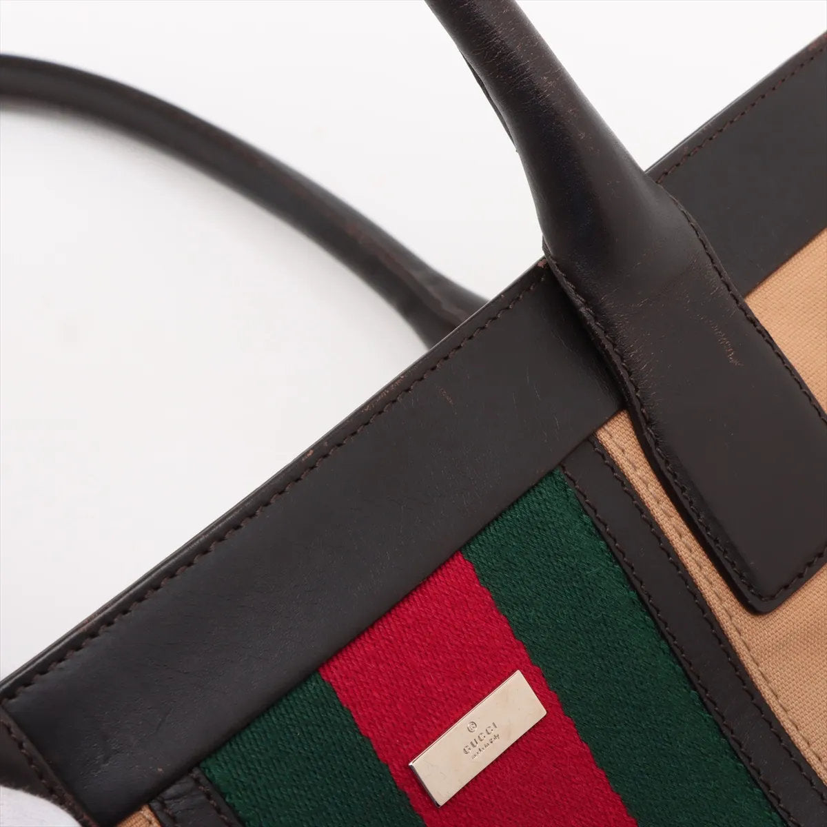 美品 グッチ シェリー ライン レザー トート バッグ 肩掛け ショルダー ハンド ベージュ 002 1119 レディース EEE CU54-4