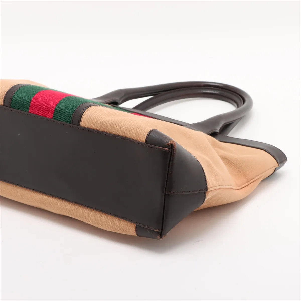 美品 グッチ シェリー ライン レザー トート バッグ 肩掛け ショルダー ハンド ベージュ 002 1119 レディース EEE CU54-4