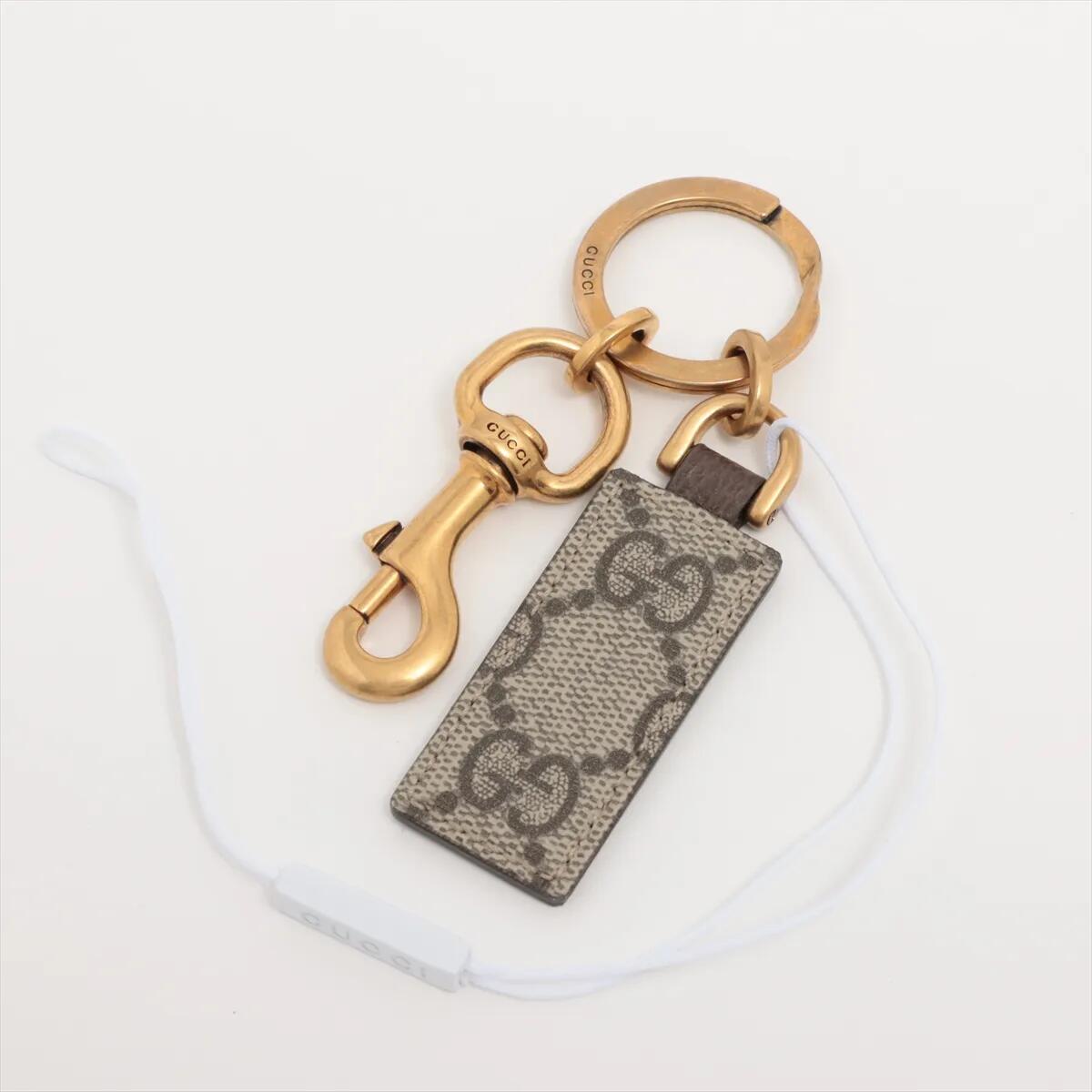 新品同様 グッチ オフィディア 794061 キーリング チャーム ブラウン ゴールド メンズ レディース MMM CE50-11