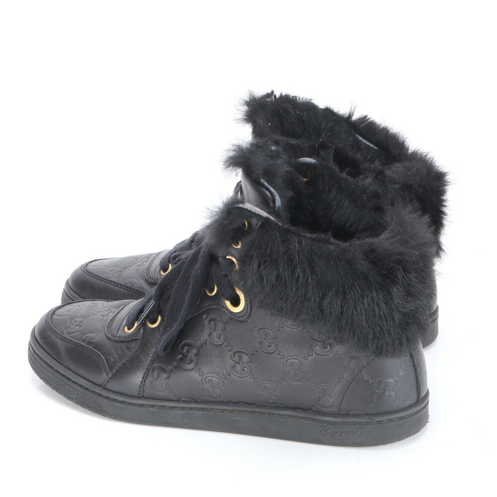 美品 グッチ グッチシマ ファートリム ハイトップ インターロッキング G レザー ハイカット スニーカー 靴 レディース MME BR20-8