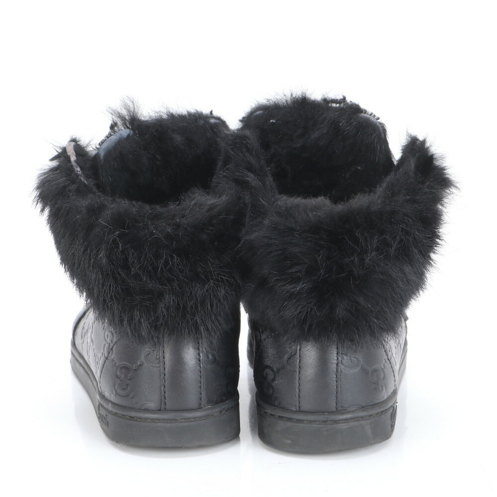 美品 グッチ グッチシマ ファートリム ハイトップ インターロッキング G レザー ハイカット スニーカー 靴 レディース MME BR20-8