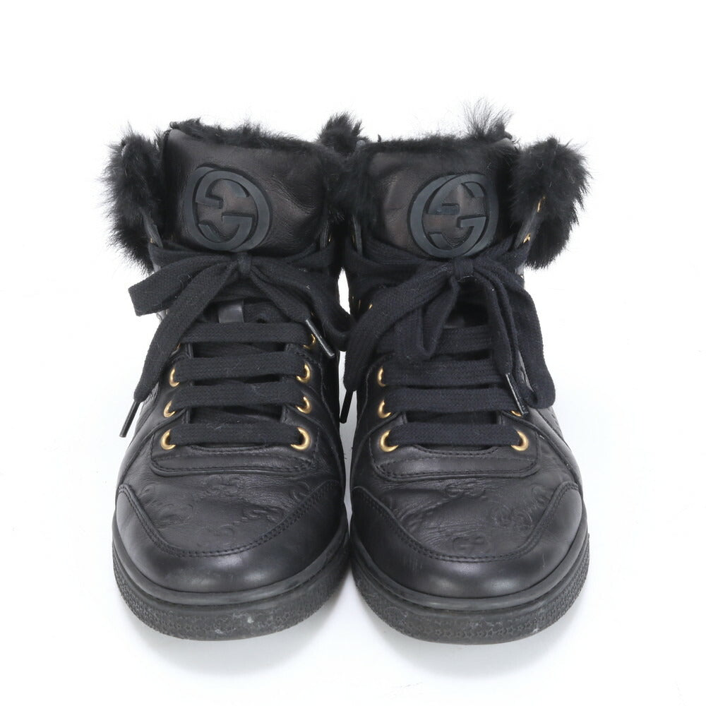 美品 グッチ グッチシマ ファートリム ハイトップ インターロッキング G レザー ハイカット スニーカー 靴 レディース MME BR20-8