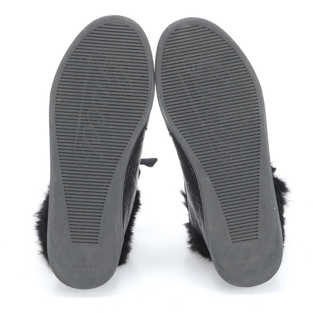 美品 グッチ グッチシマ ファートリム ハイトップ インターロッキング G レザー ハイカット スニーカー 靴 レディース MME BR20-8