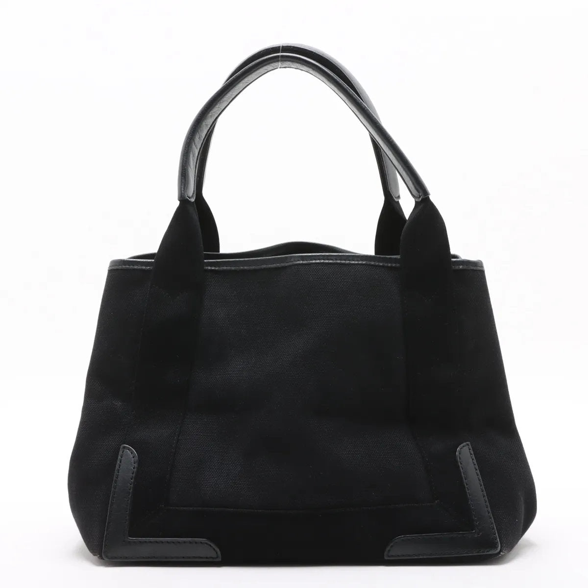 美品 バレンシアガ ネイビーカバス レザー キャンバス ハンドバッグ トート ブラック 黒 レディース MMM DT51-2