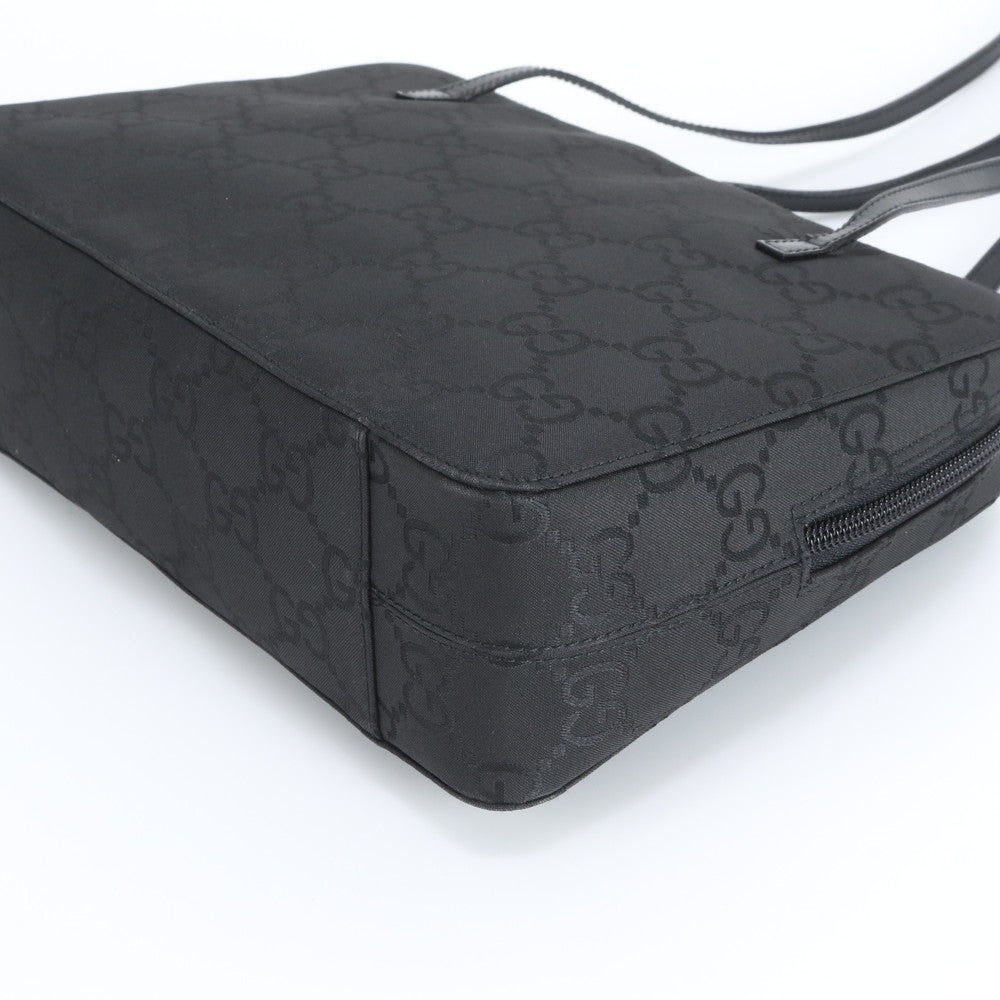 極美品 グッチ GGナイロン 96049 レザー ショルダーバッグ 肩掛け トート ハンド 本革 ブラック 黒 レディース RWM DO3-10