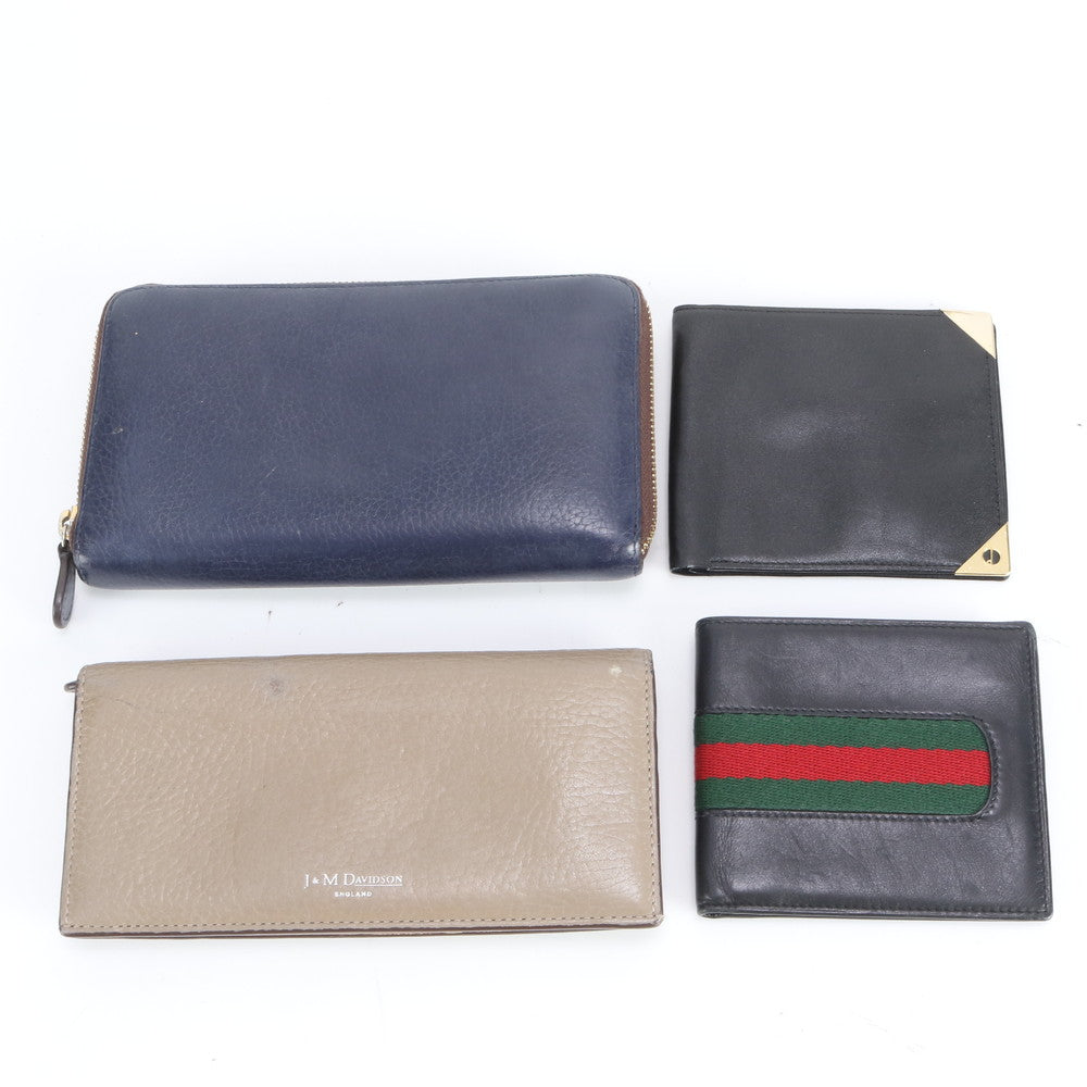 まとめ 4点 セット グッチ ダンヒル J&M DAVIDSON レザー 長財布 二つ折り ウォレット ラウンドファスナー メンズ REM DQ3-9