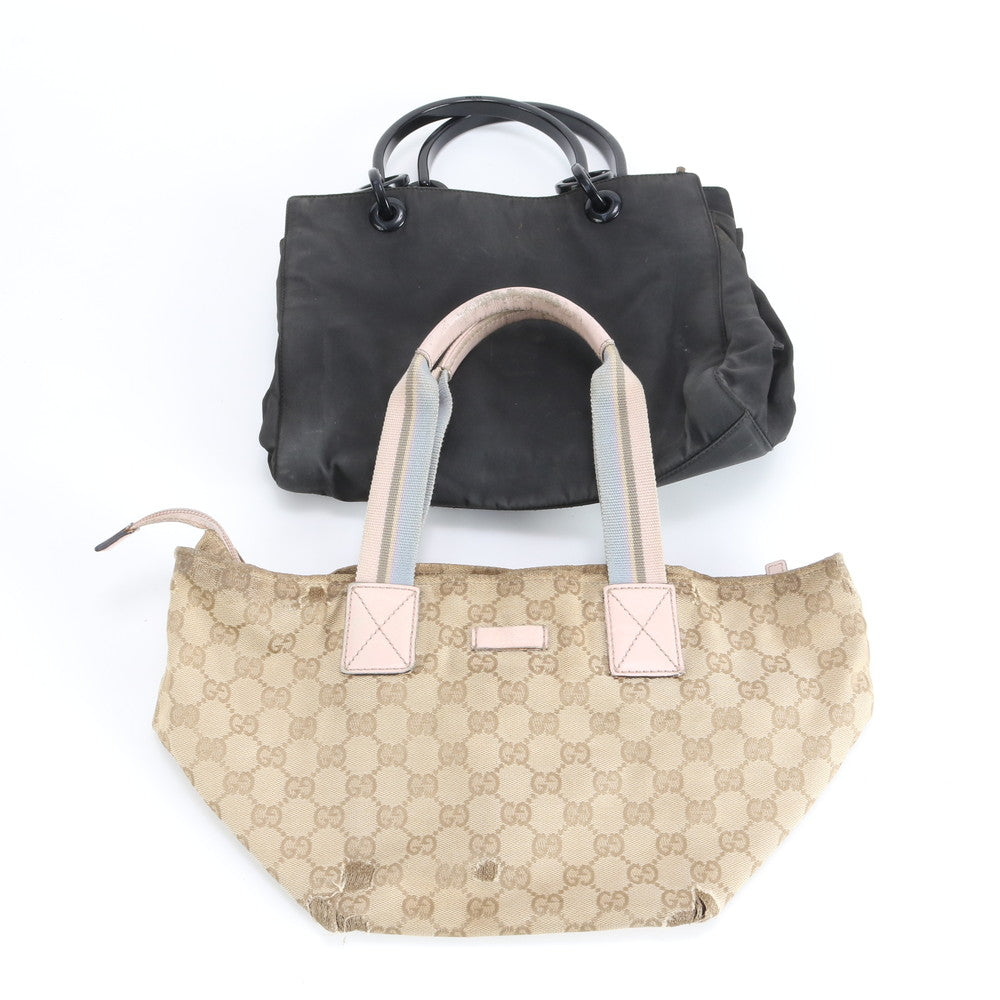 まとめ 2点 セット グッチ レザー GGキャンバス トート バッグ 肩掛け ショルダー ハンド レディース REM DR18-4