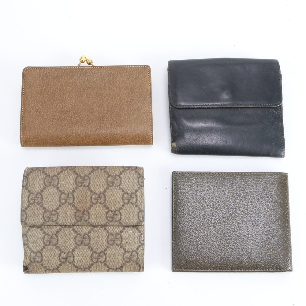 まとめ 4点 セット グッチ GGキャンバス レザー 二つ折り 財布 長財布 ウォレット ブラウン 茶色 メンズ REM DR15-7