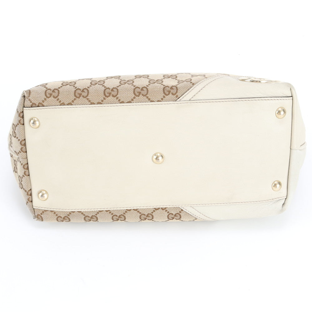 美品 グッチ GGキャンバス ニューブリット 169946 レザー トート バッグ 肩掛け ショルダー ハンド A4 レディース RBM DS34-9