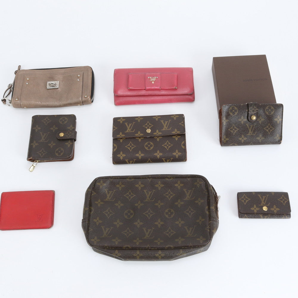 まとめ 8点 セット ルイヴィトン プラダ クロエ モノグラム レザー 長財布 三つ折り ウォレット 本革 レディース RWM DT19-1