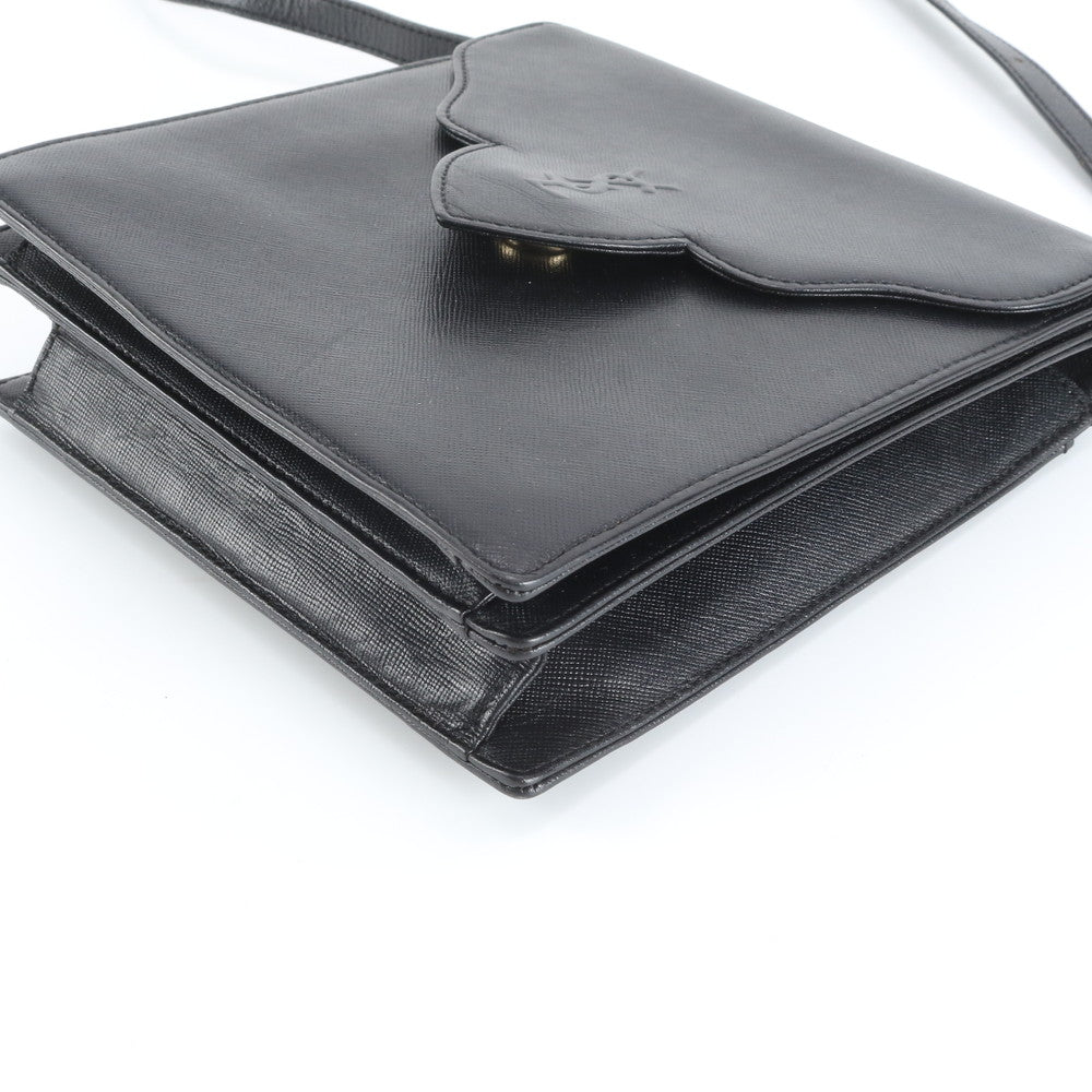 極美品 ヴィンテージ イヴ サンローラン YSL レザー ショルダーバッグ 斜め掛け ブラック 黒 レディース MWM DT6-2