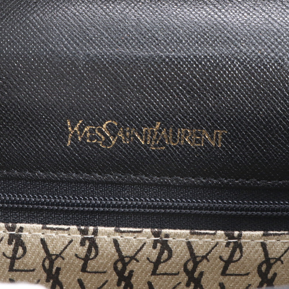 極美品 ヴィンテージ イヴ サンローラン YSL レザー ショルダーバッグ 斜め掛け ブラック 黒 レディース MWM DT6-2
