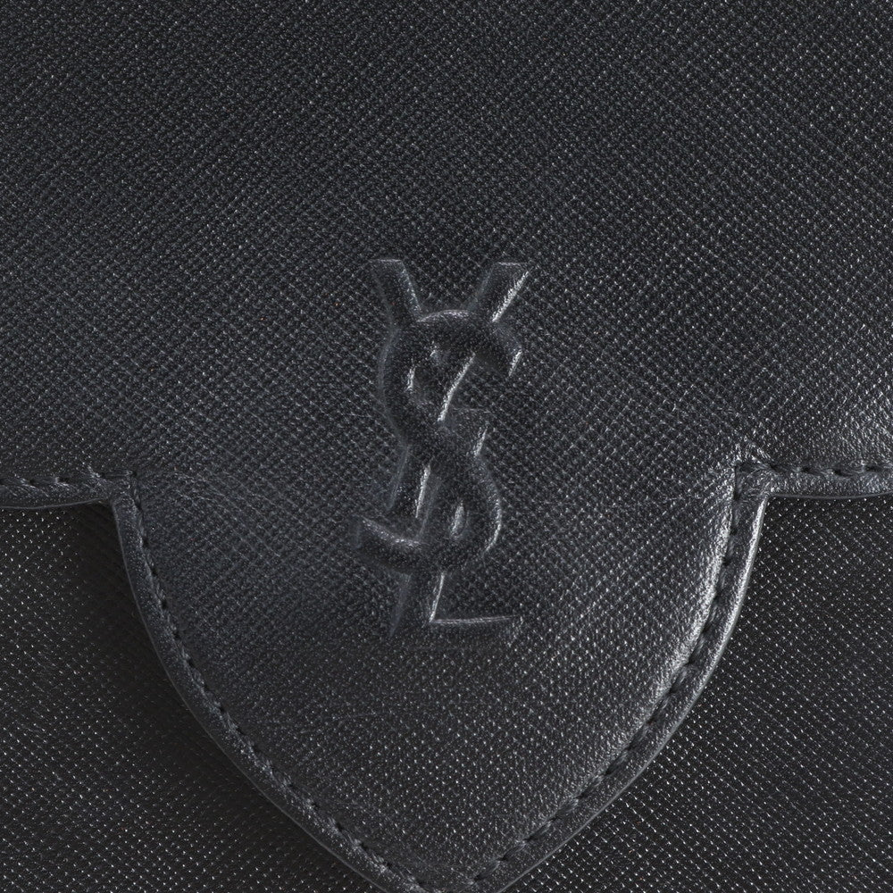 極美品 ヴィンテージ イヴ サンローラン YSL レザー ショルダーバッグ 斜め掛け ブラック 黒 レディース MWM DT6-2