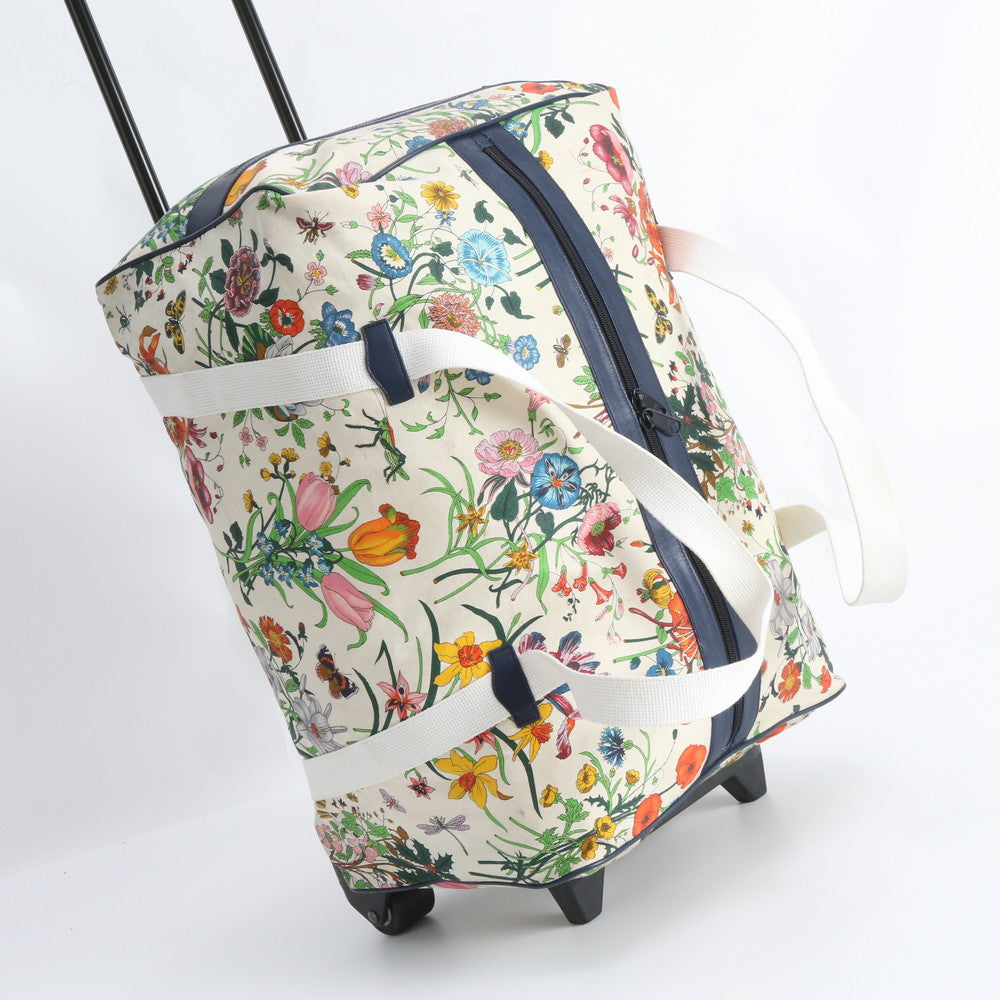 美品 グッチ フローラ レザー キャンバス スーツケース キャリーケース バッグ 出張 旅行 メンズ レディース MBM DT9-7