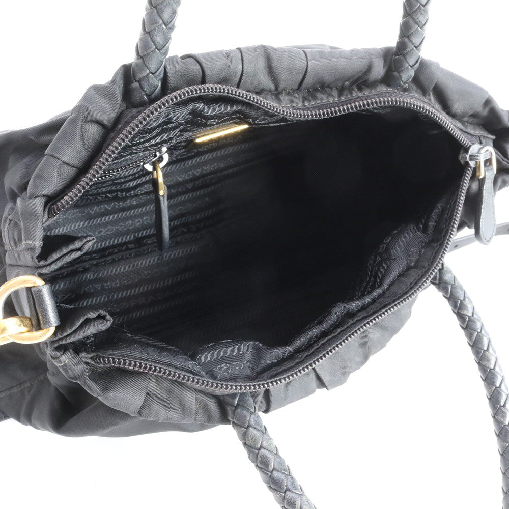 極美品 プラダ テスート ボウ ナイロン レザー 2WAY ショルダー 極美品 プラダ テスート ボウ ナイロン レザー 2WAY ショルダー