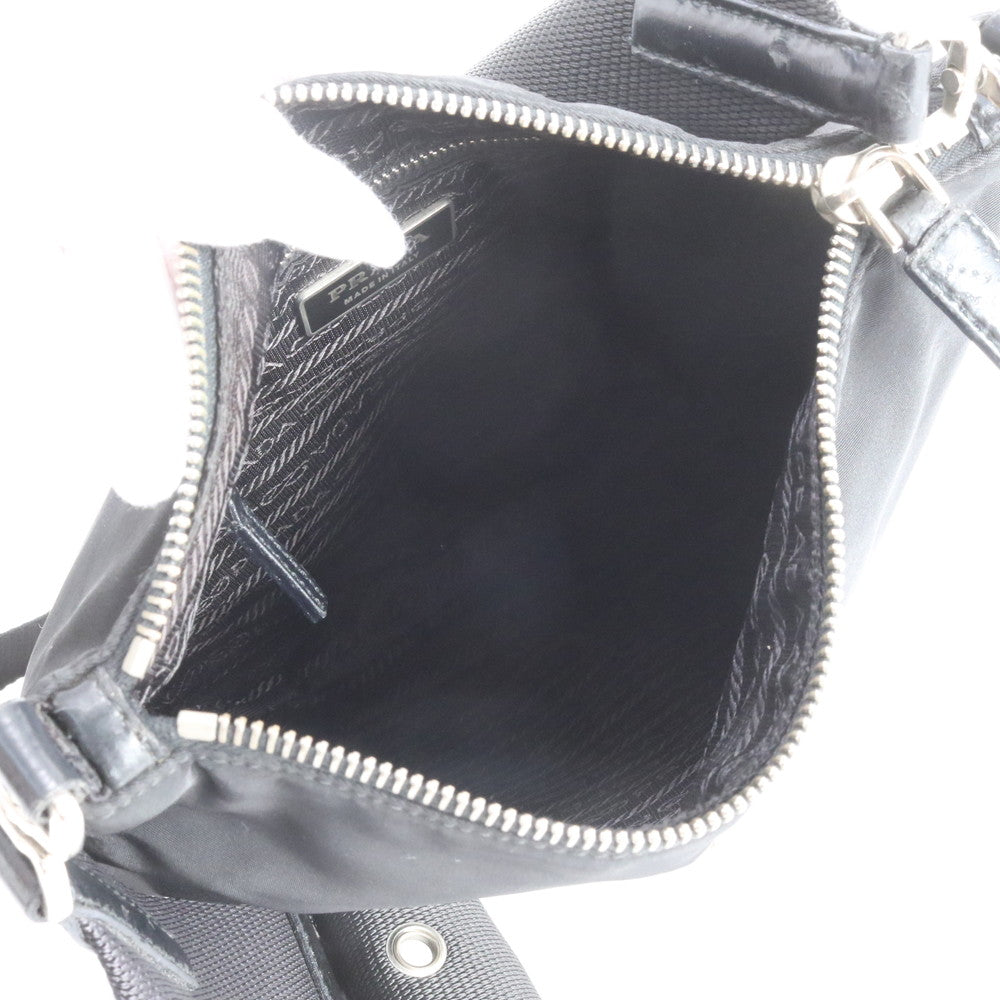美品 プラダ テスート ナイロン トライアングルロゴ レザー ショルダーバッグ 斜め掛け メッセンジャー 黒 メンズ EWM DT18-6