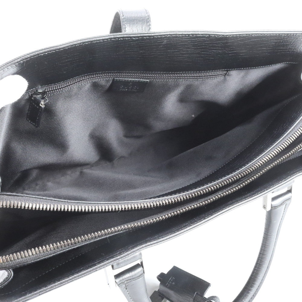 美品 グッチ 114262 レザー ビジネス バッグ 書類鞄 ブリーフケース トート 通勤 本革 ブラック 黒 A4 メンズ RWM DT17-8