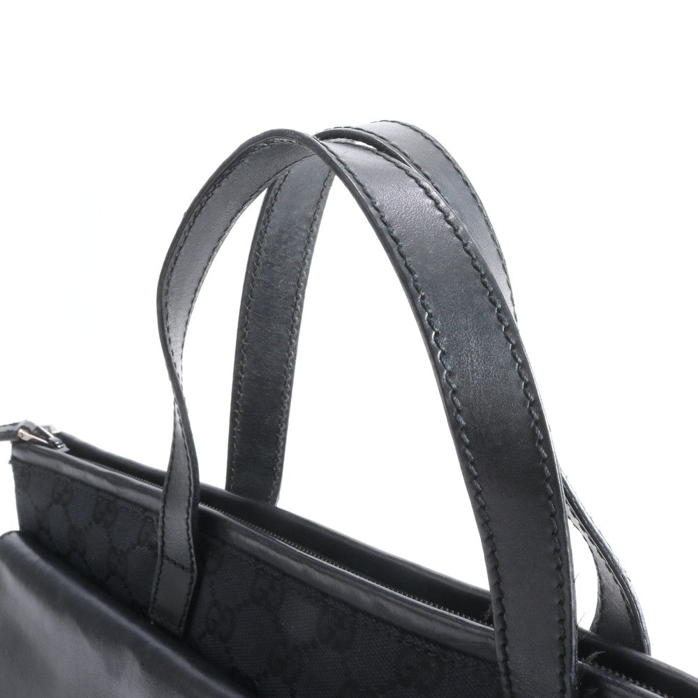 美品 グッチ GGキャンバス 015 3712 レザー ビジネス バッグ 書類鞄 ブリーフケース トート 通勤 ブラック 黒 A4 メンズ EEE DT40-6