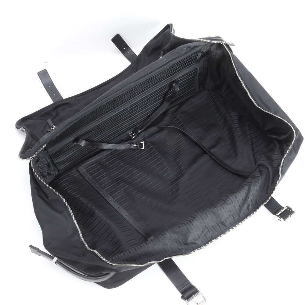 美品 プラダ テスート ナイロン トライアングルロゴ レザー ボストン バッグ 出張 旅行 トート トラベル メンズ EWE DT48-6