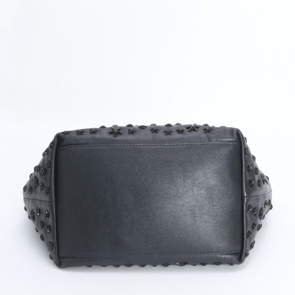 極美品 ジミーチュウ ソフィア スター スタッズ レザー トート バッグ 肩掛け ショルダー ハンド ブラック レディース EWE DT47-5