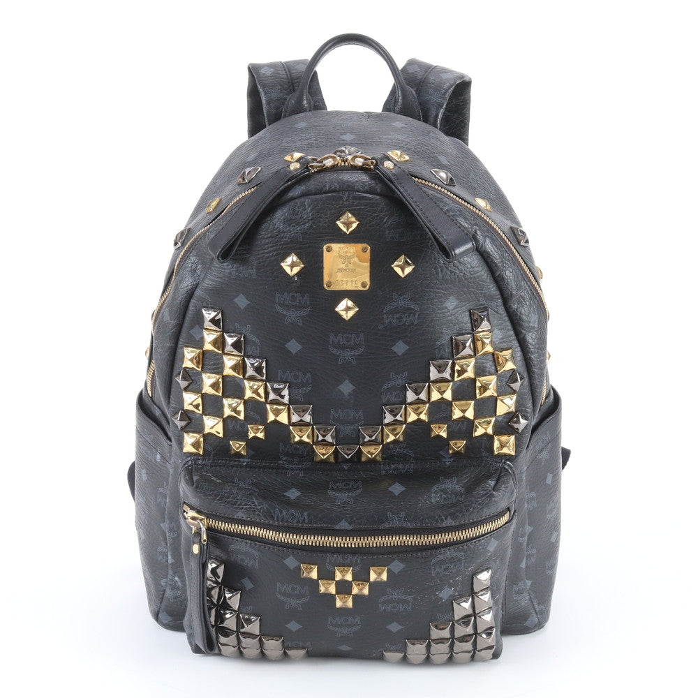 美品 MCM エムシーエム ヴィセトス スタッズ リュックサック リュック バックパック ショルダー バッグ A4 メンズ RBE DV42-1