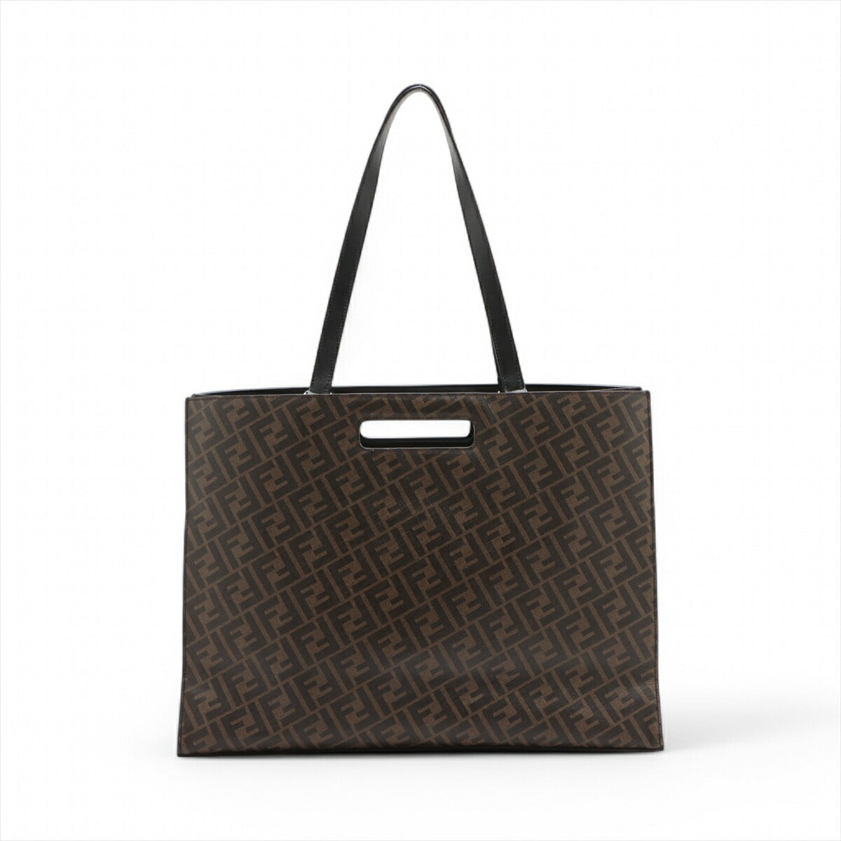 美品 フェンディ ズッカ 7VA480 レザー PVC トート バッグ ショルダー ビジネス 通勤 ブラウン 茶色 A4 メンズ MMM BS32-41