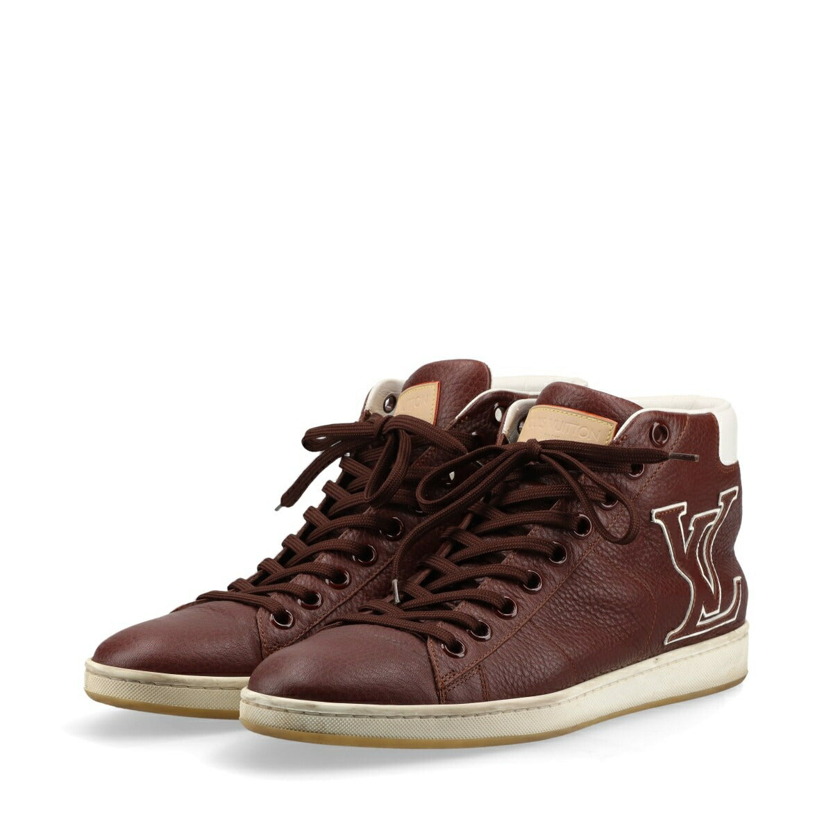 美品 ルイヴィトン サーフサイドライン 7 レザー ハイカット スニーカー 靴 シューズ 本革 ブラウン メンズ RRM BV20-12
