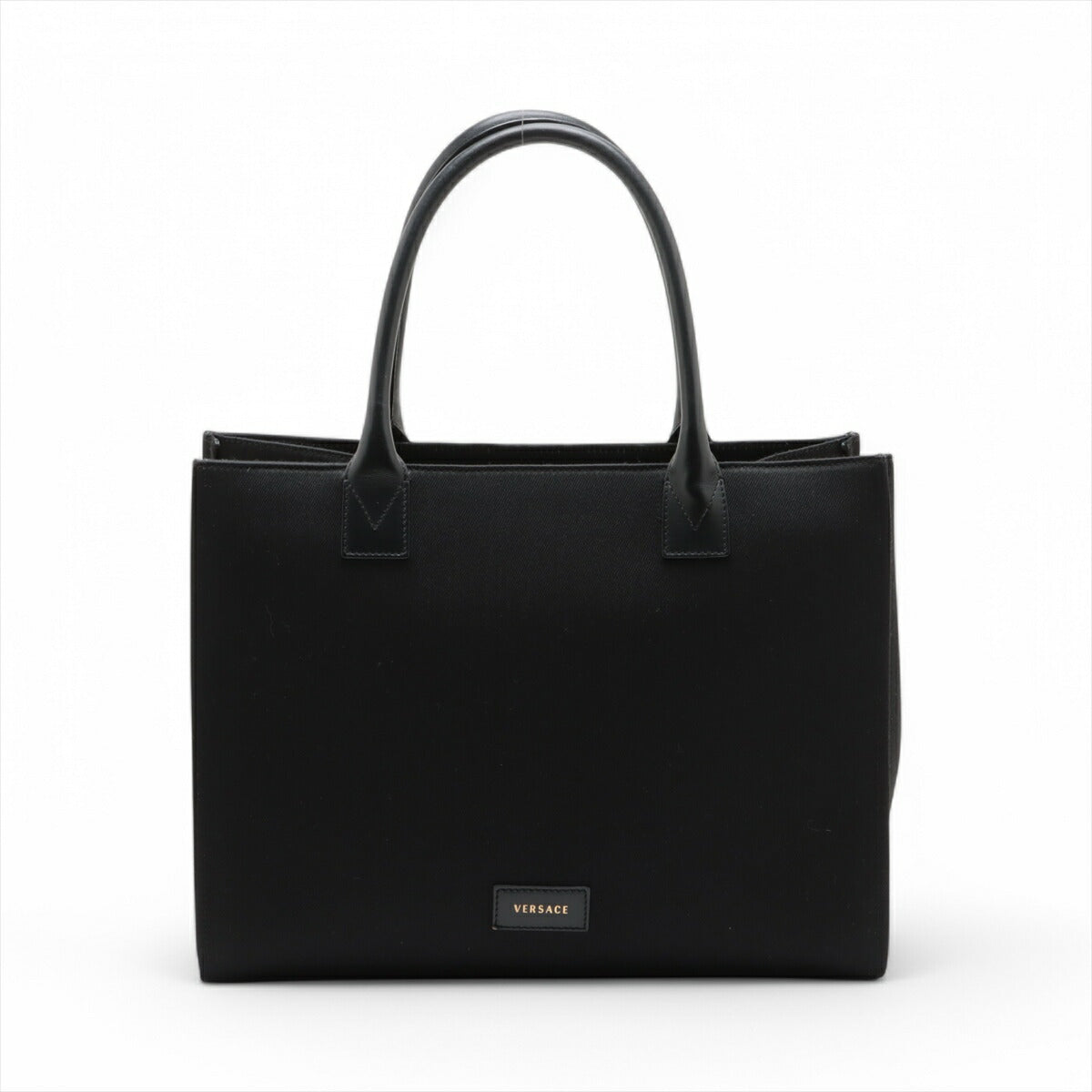美品 ヴェルサーチ メドゥーサ レザー トート バッグ 肩掛け ショルダー ハンド ブラック A4 レディース EEE BW20-43
