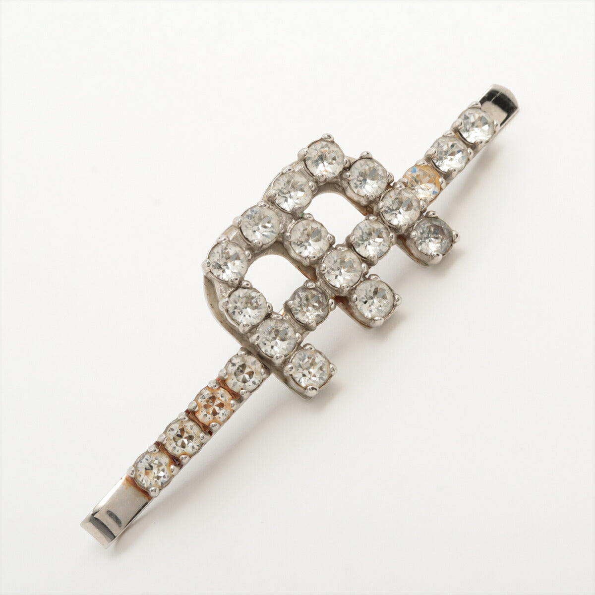 ミュウミュウ Mロゴ クリスタル ラインストーン ビジュー ヘアピン 髪留め ヘアアクセサリー 5JF039 レディース RRE CA25-1