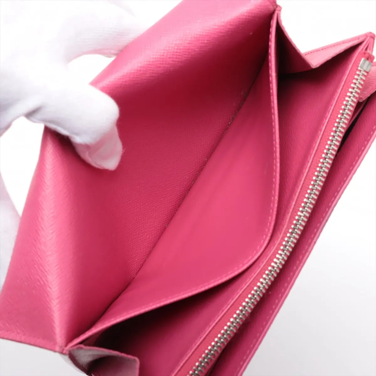 美品 ルイヴィトン エピ ポルトフォイユ サラ ノワール ホットピンク M64322 レザー 長財布 ウォレット レディース MMM CF50-11