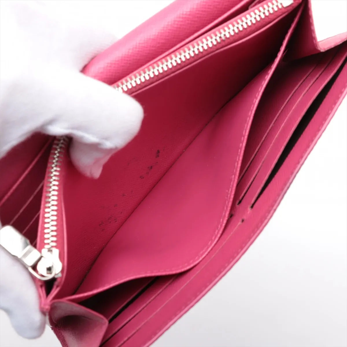 美品 ルイヴィトン エピ ポルトフォイユ サラ ノワール ホットピンク M64322 レザー 長財布 ウォレット レディース MMM CF50-11