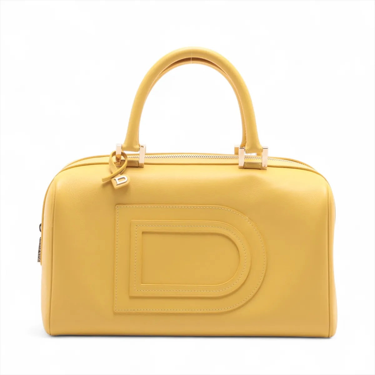 極美品 DELVAUX デルヴォー ルイーズ イエロー レザー ハンドバッグ トート 本革 ブランド 高級 レディース MMM CG50-24