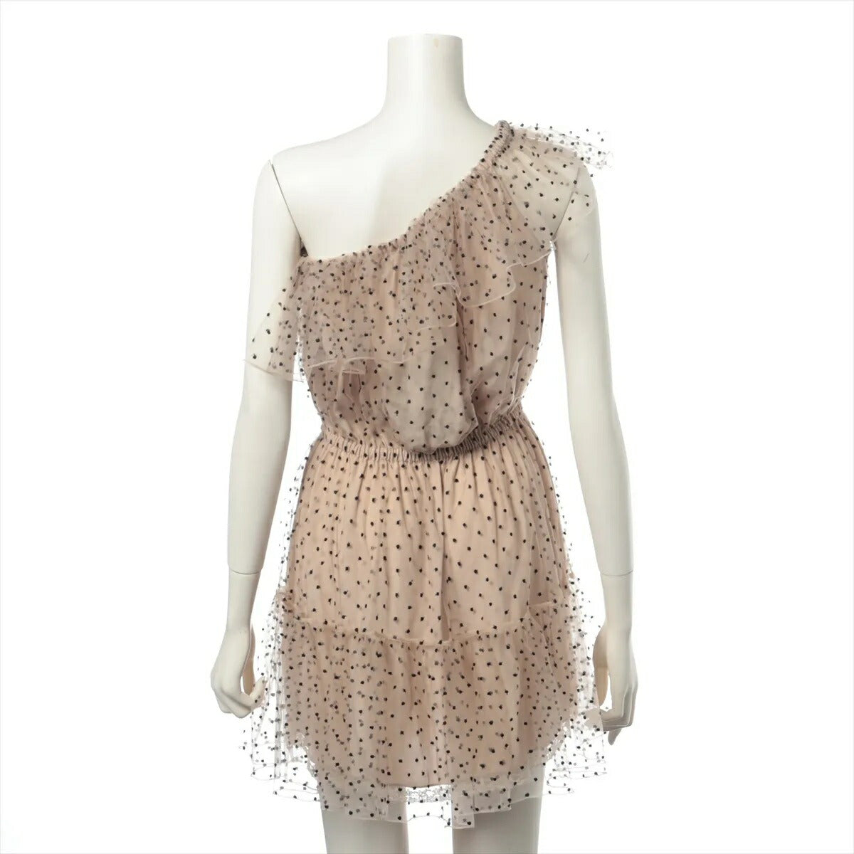 未使用 グッチ 728251 ポルカドット チュール ワンショルダー ドレス 38 ベージュ ワンピース 洋服 レディース MMM CN50-5