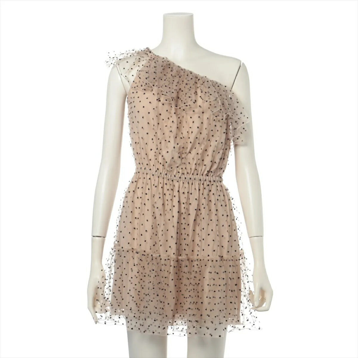 未使用 グッチ 728251 ポルカドット チュール ワンショルダー ドレス 38 ベージュ ワンピース 洋服 レディース MMM CN50-5