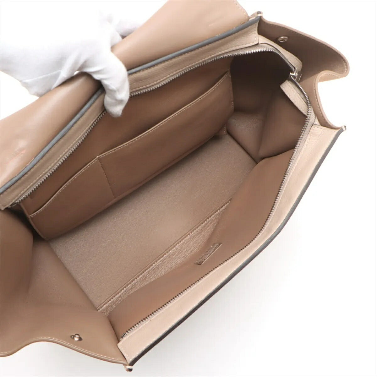 美品 セリーヌ トラペーズ ベージュ 肩掛け レザー 2WAY ハンドバッグ トート ショルダー 本革 レディース MMM CN50-11