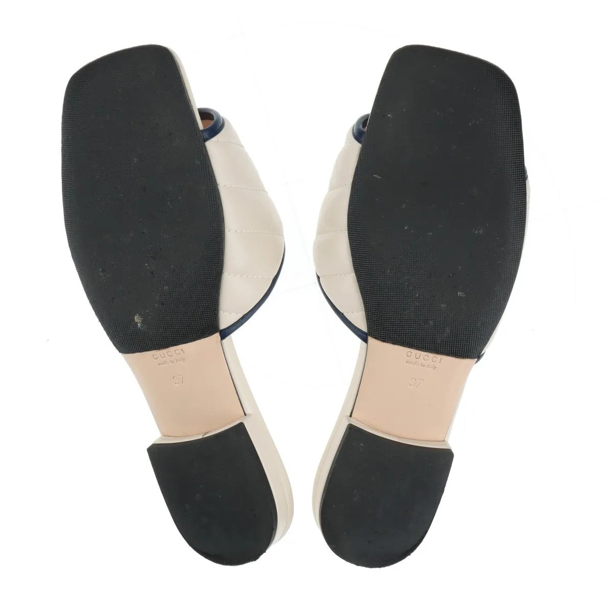 美品 グッチ GGマーモント キルティング 629730 レザー サンダル ベージュ ヒール 靴 シューズ ミュール レディース MMM CO50-10