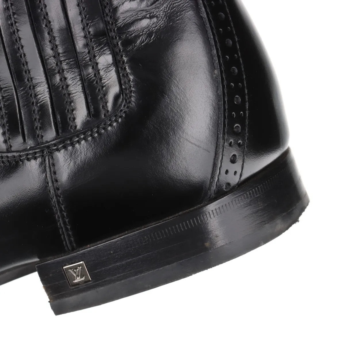 美品 ルイヴィトン 6 1/2 レザー ショート ブーツ 靴 シューズ 革靴 紳士 本革 ブラック 黒 メンズ MMM CQ50-8