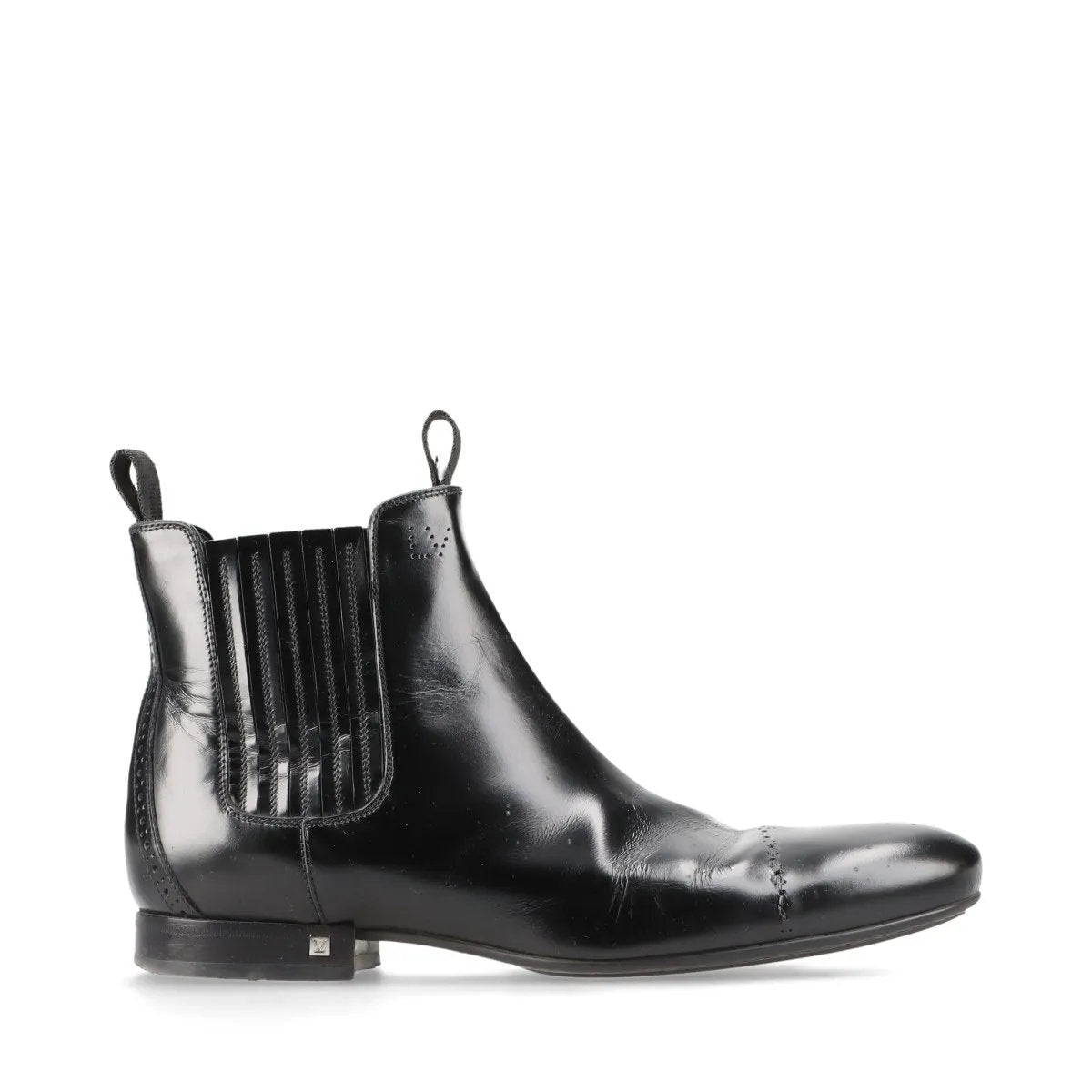 美品 ルイヴィトン 6 1/2 レザー ショート ブーツ 靴 シューズ 革靴 紳士 本革 ブラック 黒 メンズ MMM CQ50-8