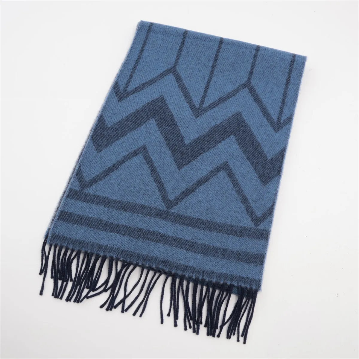 美品 ルイヴィトン エシャルプ スイッチ カシミヤ 100％ ブルー フリンジ M70934 マフラー メンズ MMM CR50-2