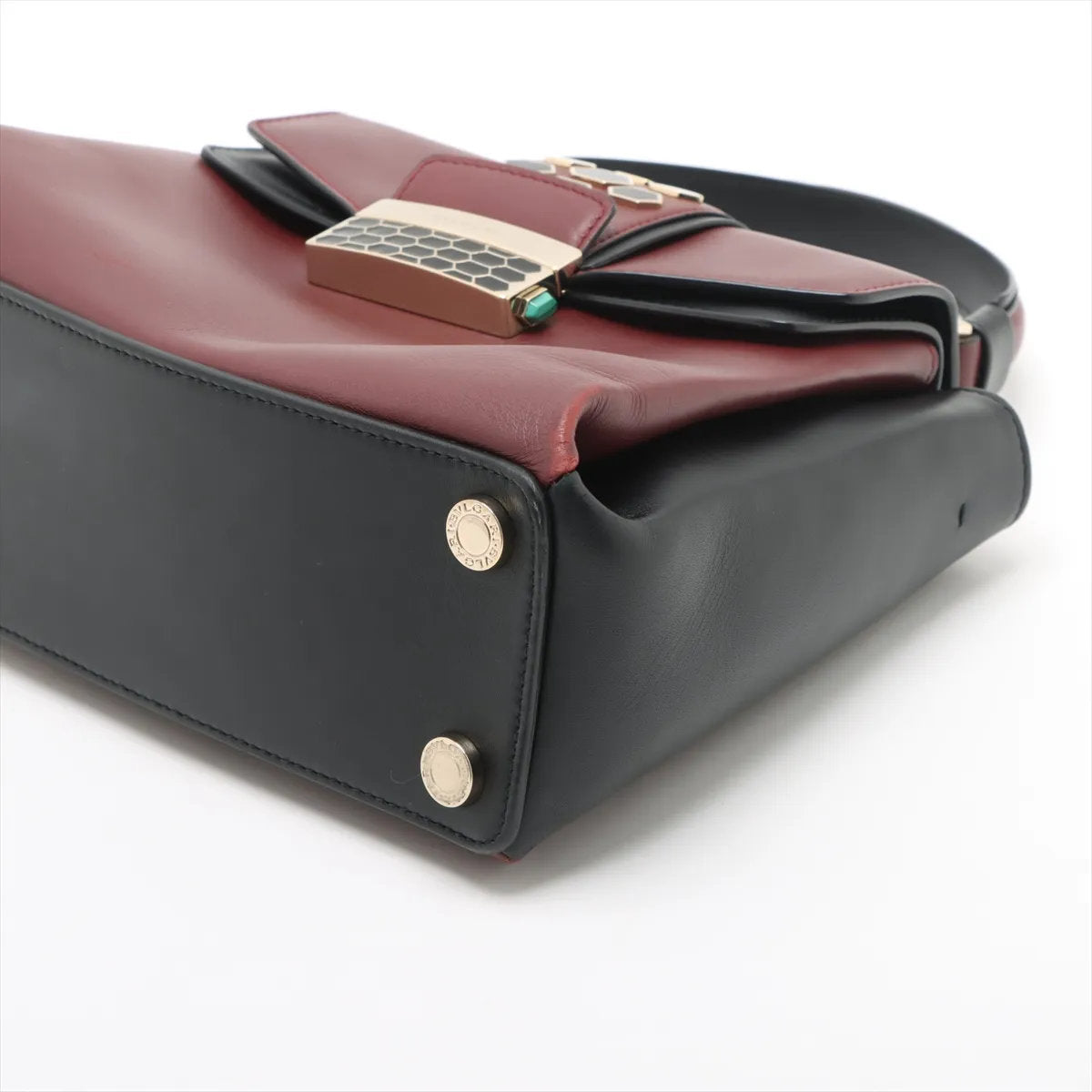 美品 ブルガリ セルペンティ ヴァイパー レザー 2WAY ハンドバッグ 斜め掛け ショルダー ボルドー レディース MMM CS50-5