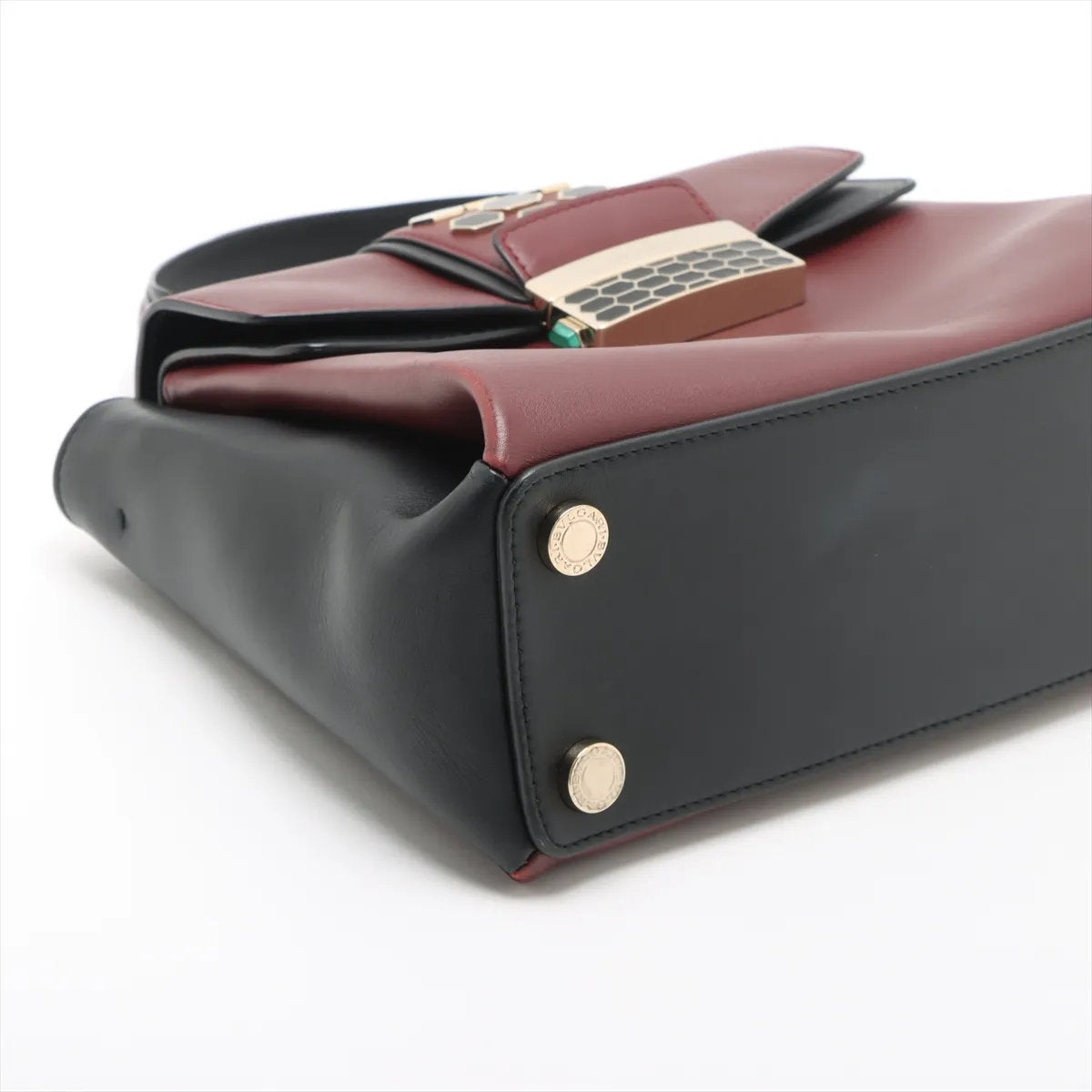 美品 ブルガリ セルペンティ ヴァイパー レザー 2WAY ハンドバッグ 斜め掛け ショルダー ボルドー レディース MMM CS50-5